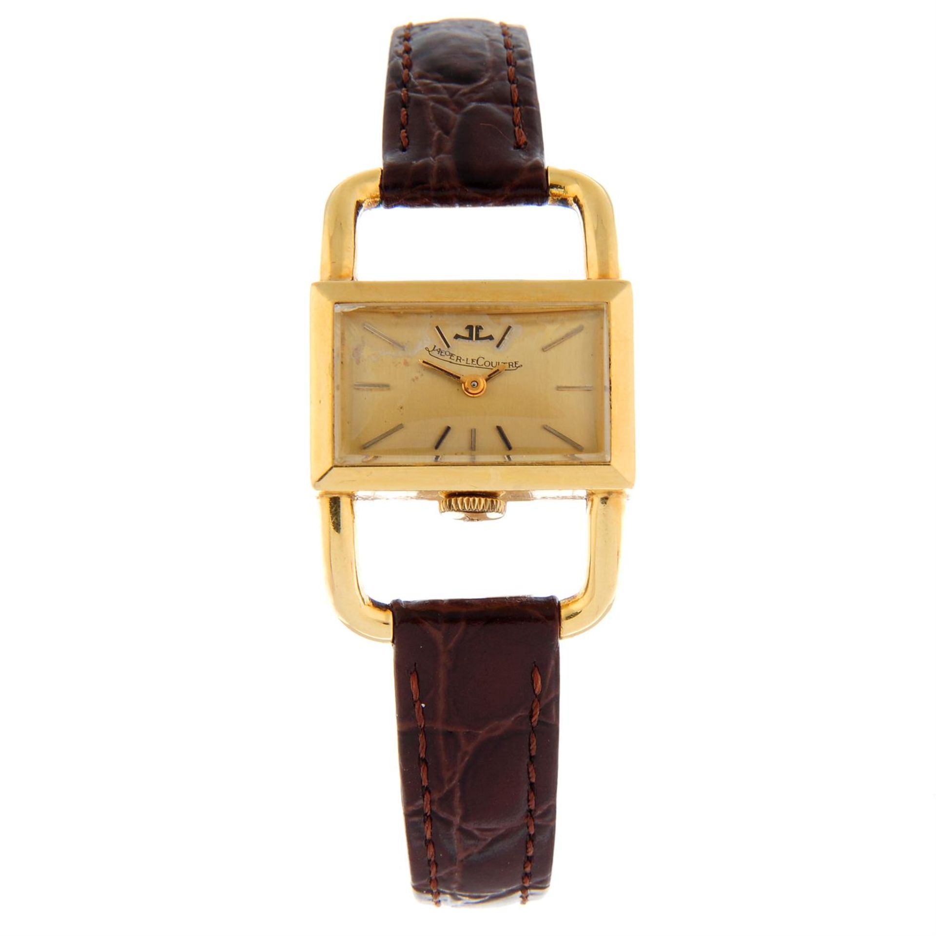 JAEGER-LECOULTRE - a 18ct yellow gold wrist watch, 23mm x 15mm.