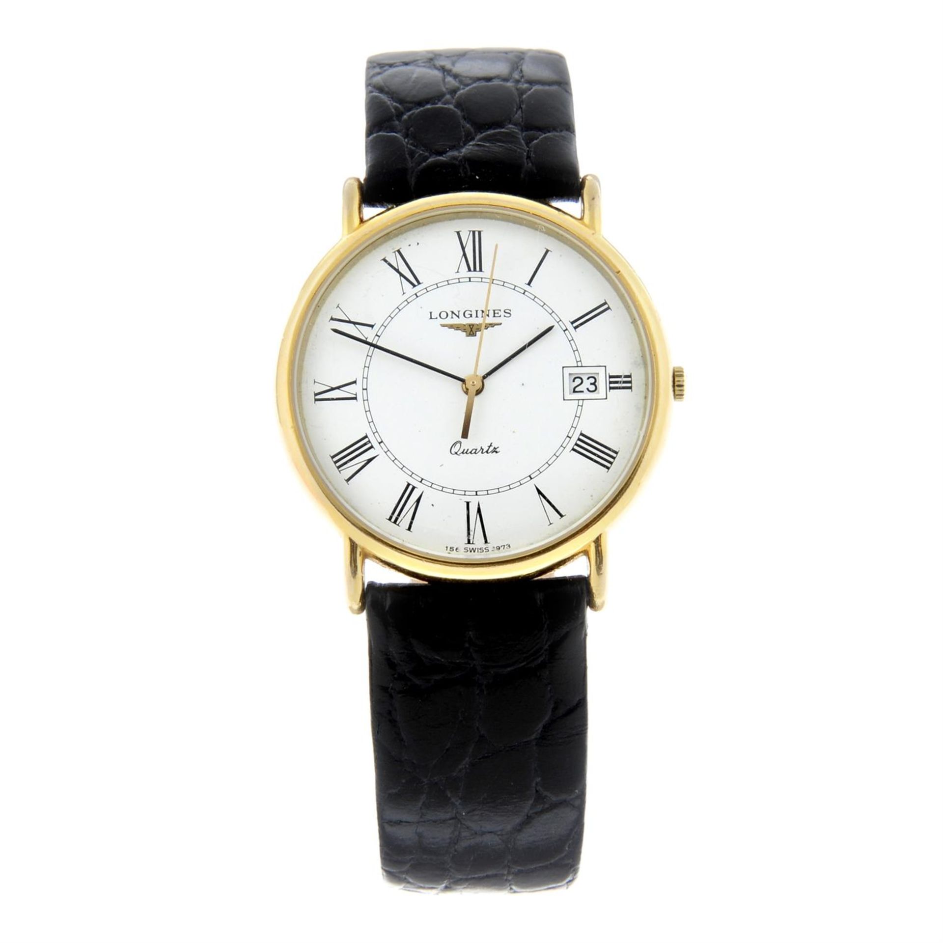 LONGINES - a 9ct yellow gold wrist watch (32.5mm) with a Pequignet bracelet watch.