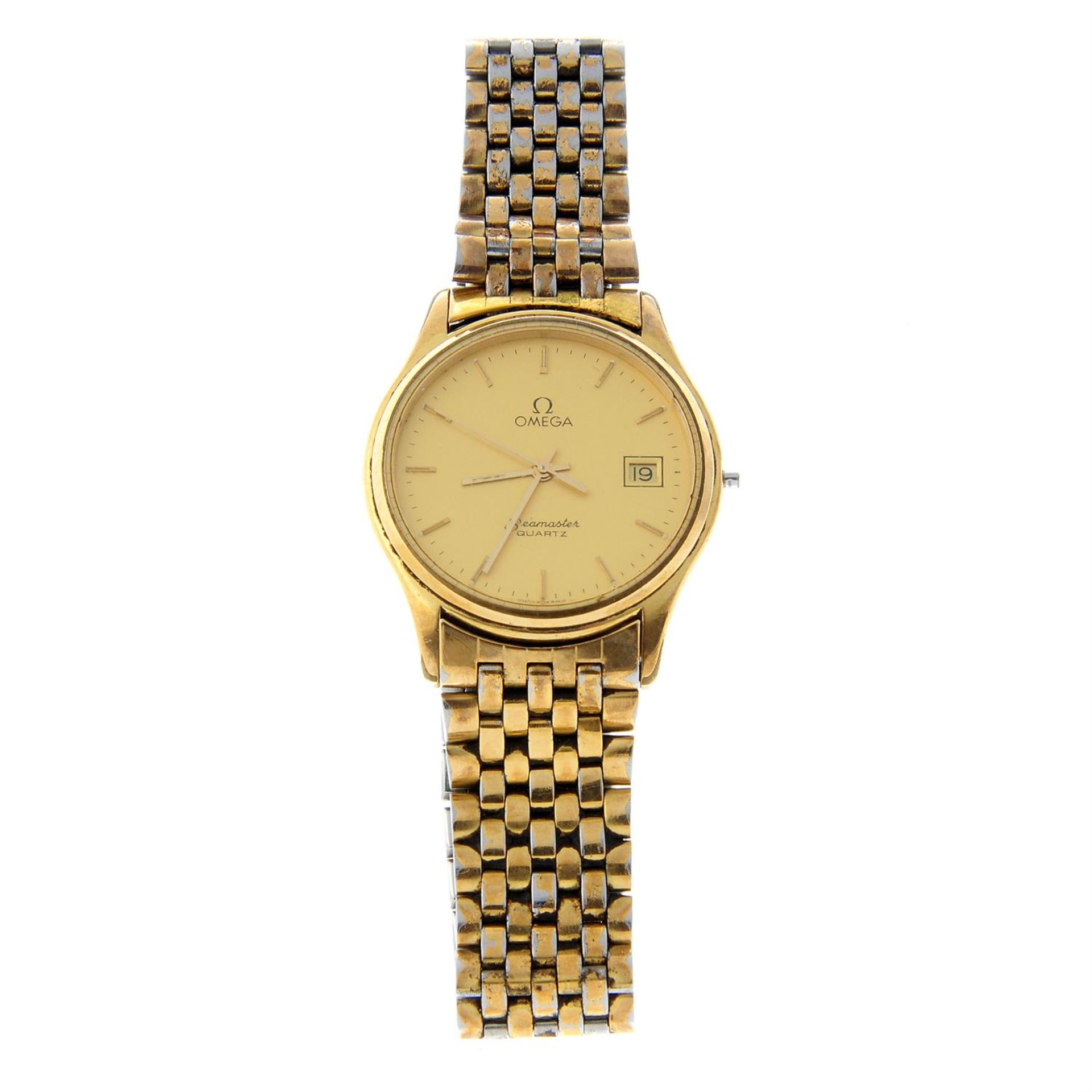 OMEGA - a gold plated wrist watch (34mm) together with a gold plated Seamaster bracelet watch - Bild 5 aus 6