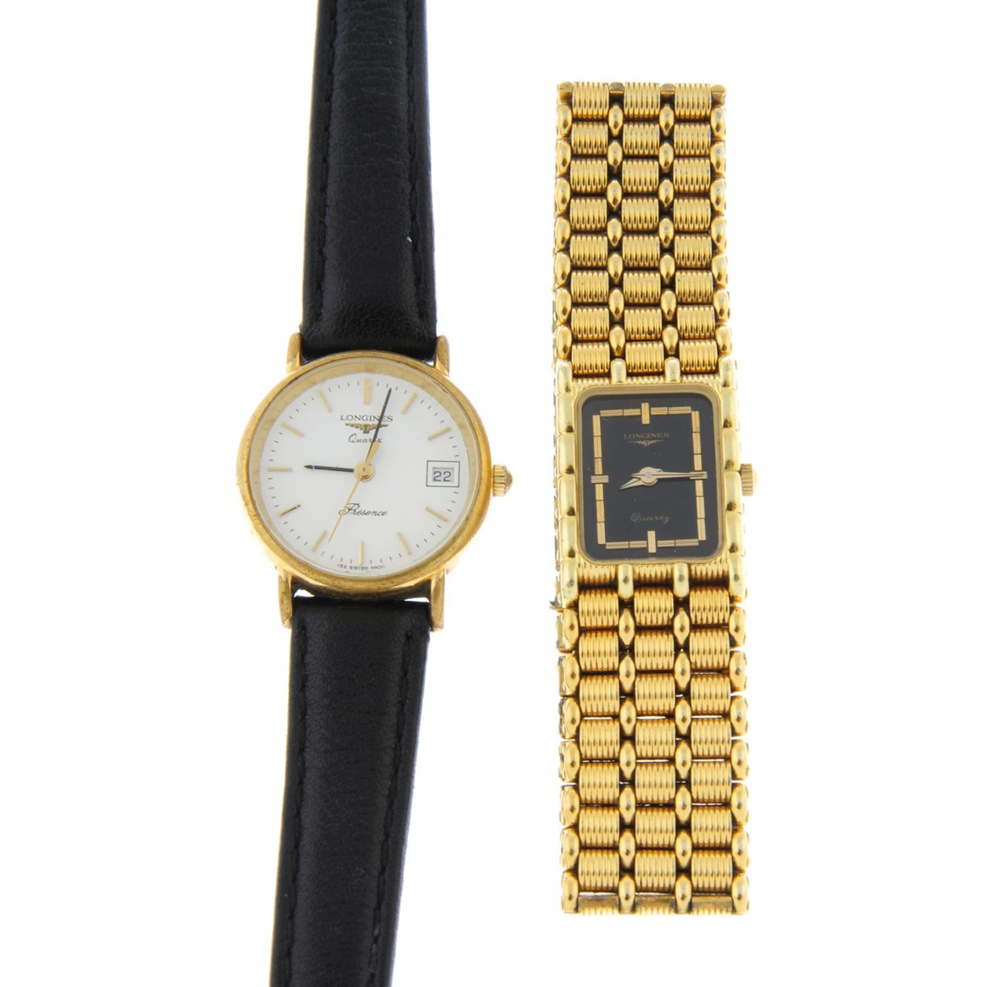 LONGINES - a gold plated bracelet watch (31mm) with two Longines watches. - Bild 5 aus 5