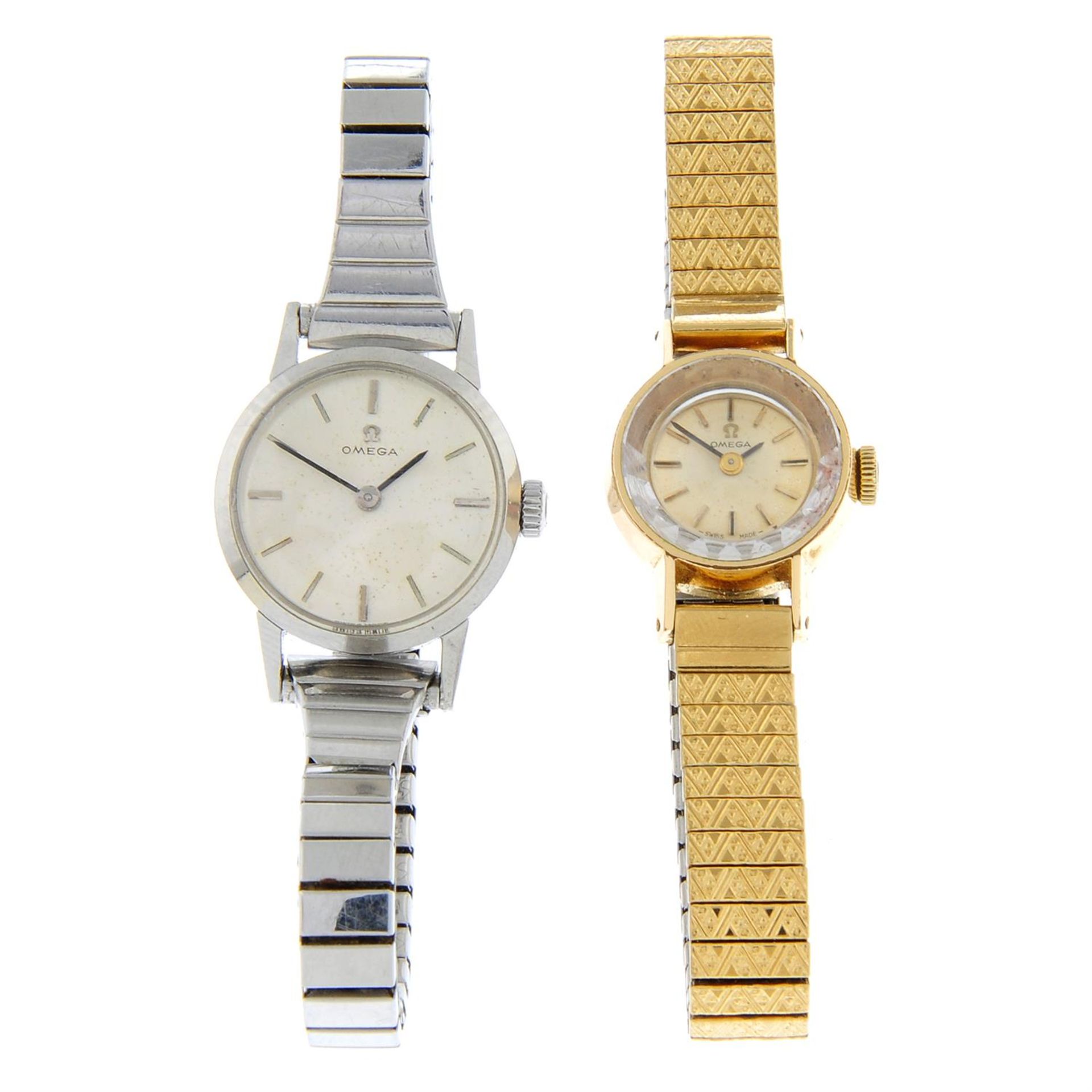OMEGA - a 9ct yellow gold wrist watch (21mm) with two Omega bracelet watches. - Bild 5 aus 6