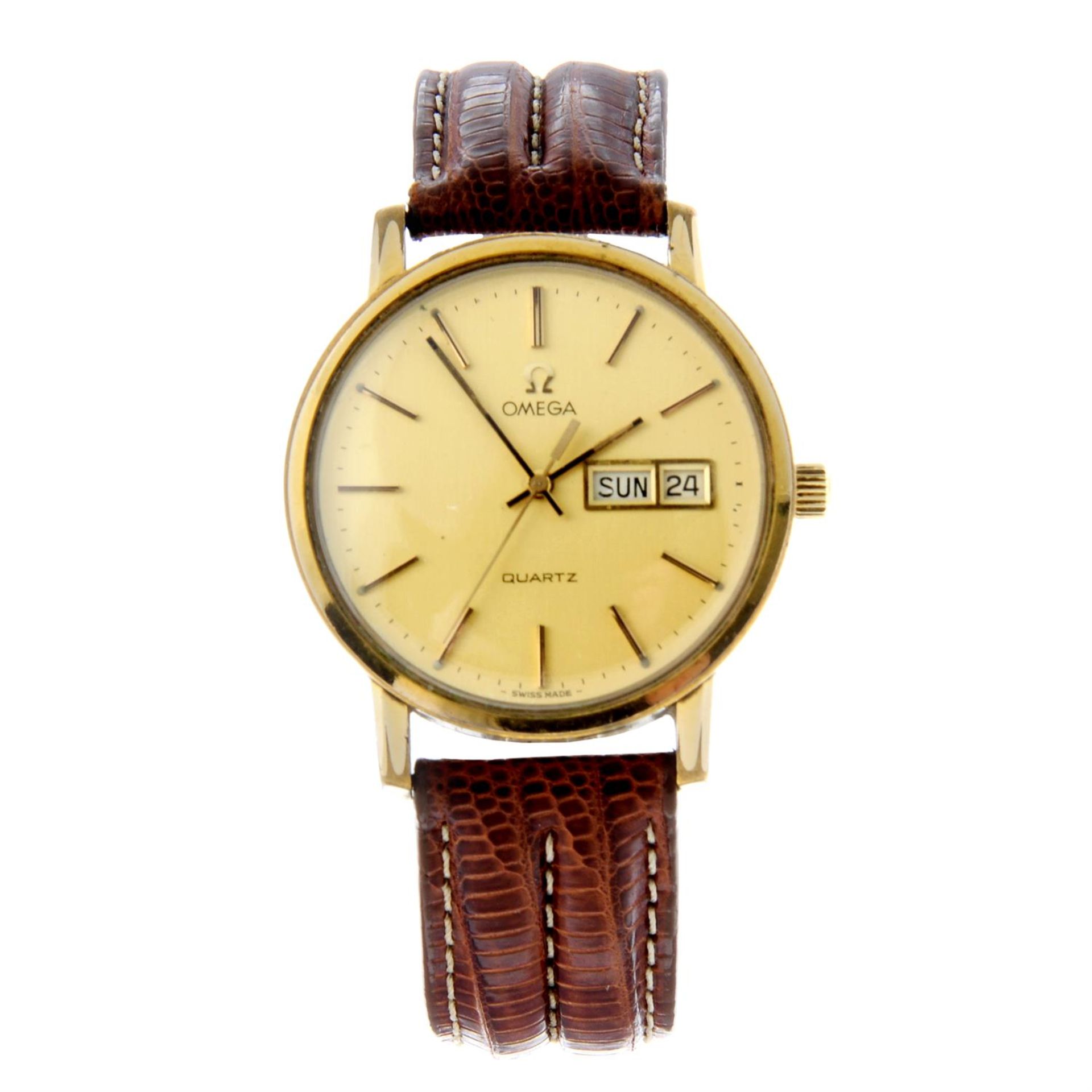 OMEGA - a gold plated wrist watch, 34mm.