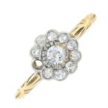An early 20th century old-cut diamond floral cluster ring. AF.