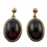 A pair of late Victorian foil-backed garnet earrings.