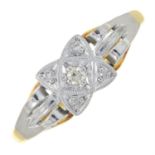 An early 20th century 18ct gold and platinum illusion-set diamond dress ring.