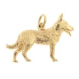 A 9ct gold German shepherd dog charm.