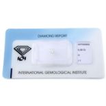 A brilliant cut diamond, weighing 0.30ct. Within IGI security seal