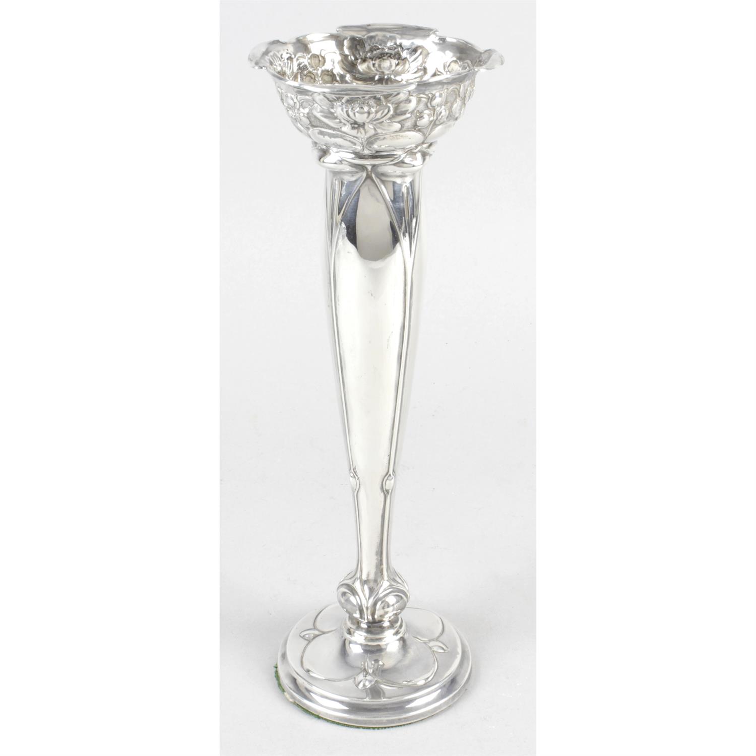 An Edwardian Art Nouveau silver vase.