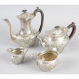 A late Victorian silver matched tea and coffee set.
