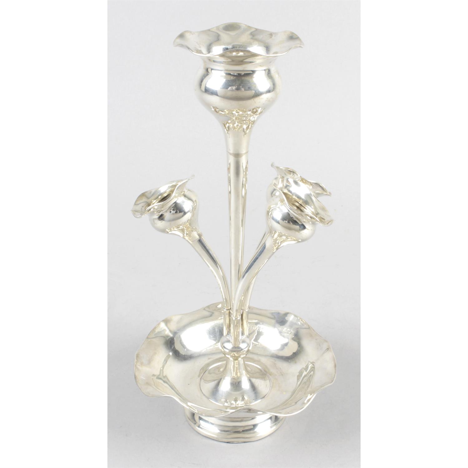 An Edwardian silver four vase epergne.