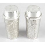 A pair of modern silver salt & pepper pots.