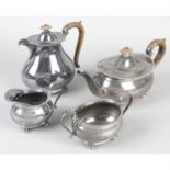 A 1930's silver four piece tea set.