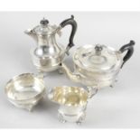 A George V silver four piece tea service.