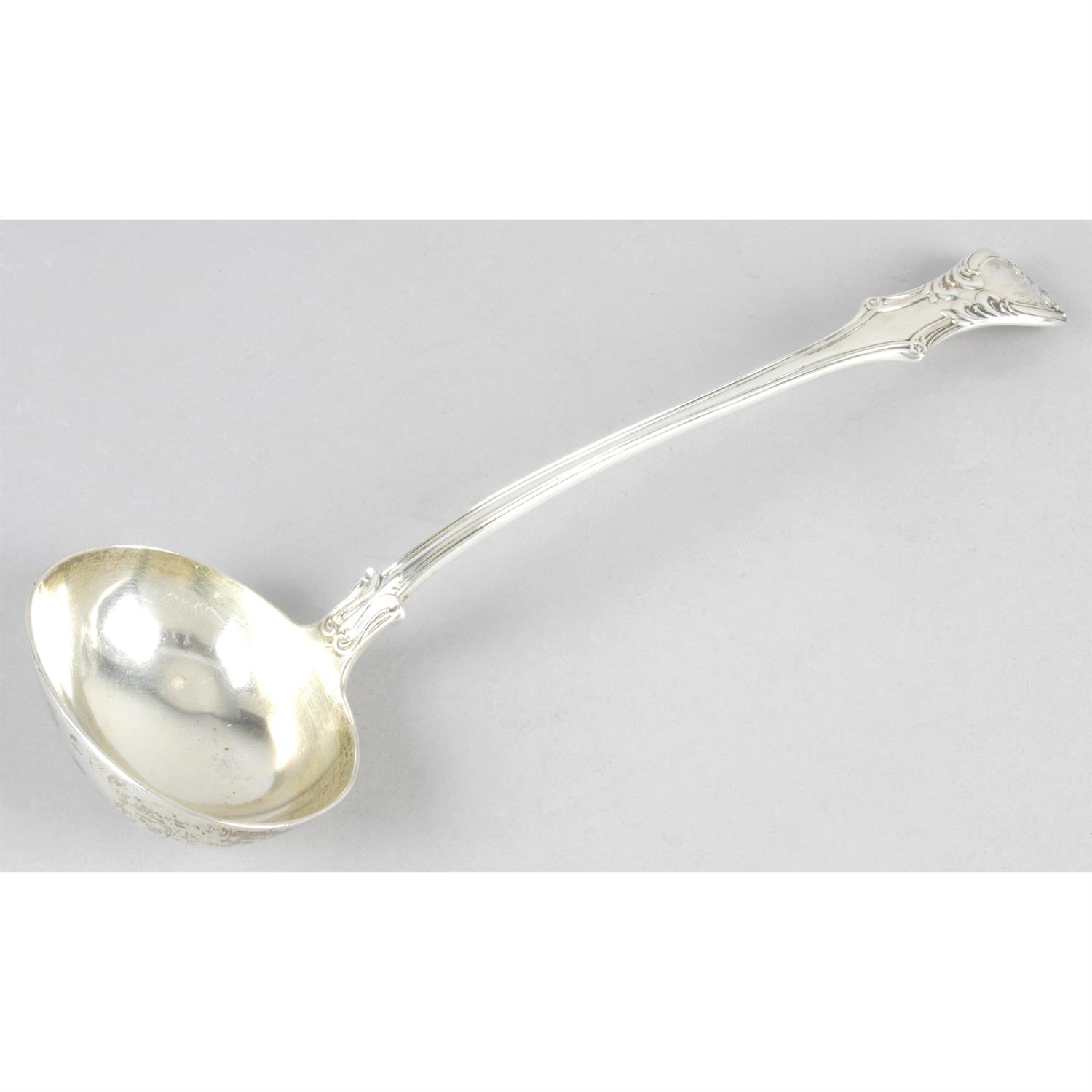 An early Victorian silver soup ladle.