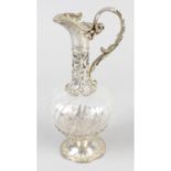 A French silver-gilt mounted and glass liqueur jug.