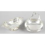 A late Victorian pierced silver bonbon dish, together with a George V circular dish with upright