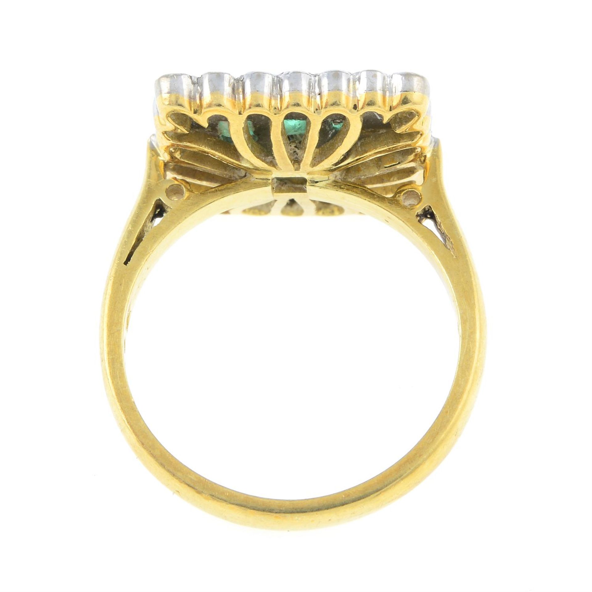 An 18ct gold emerald and diamond dress ring. - Image 2 of 2