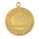 An early 20th century 9ct gold World War I Boldon Colliery Workmens' memorial medal.