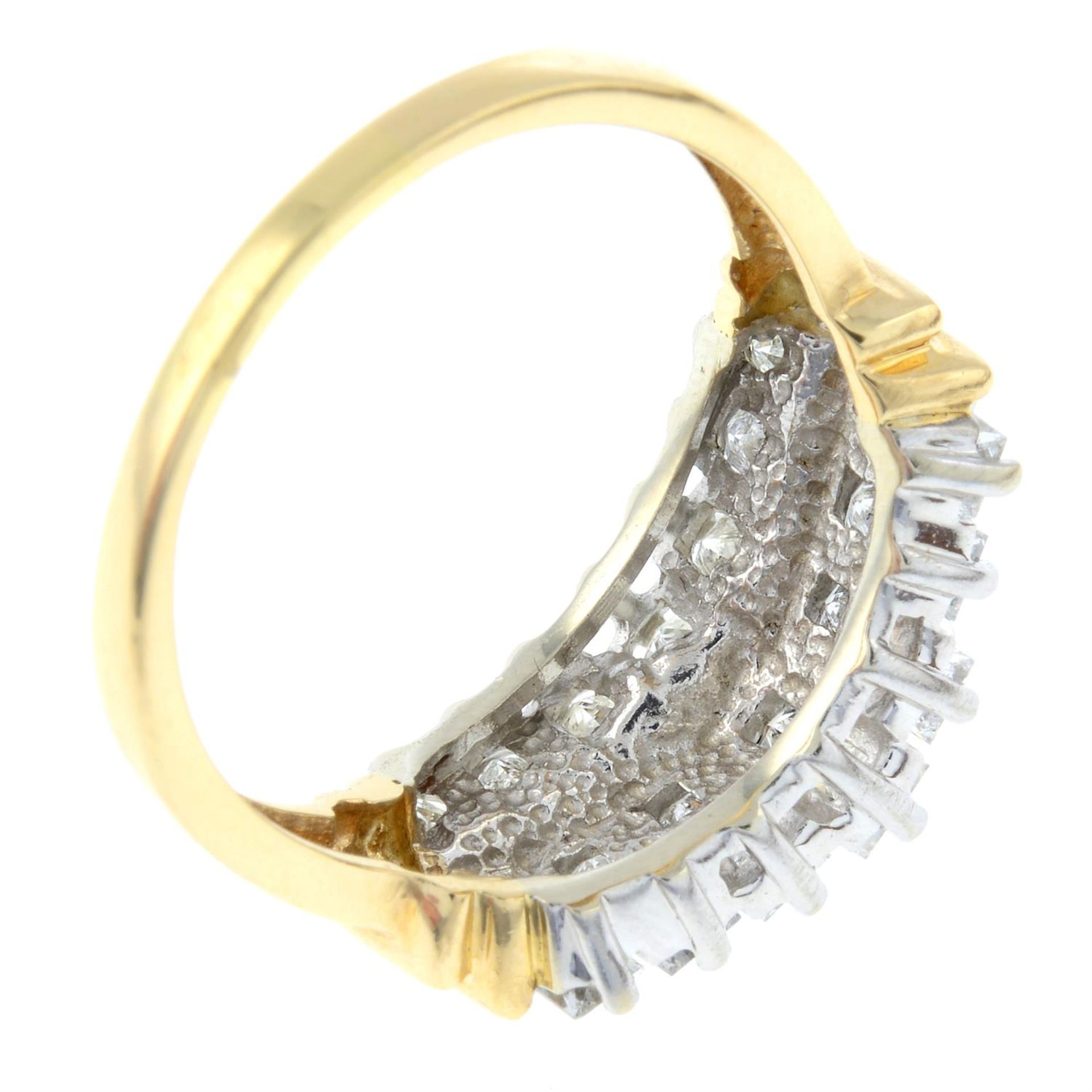 A 14ct gold square-cut diamond three-row dress ring. - Image 2 of 2