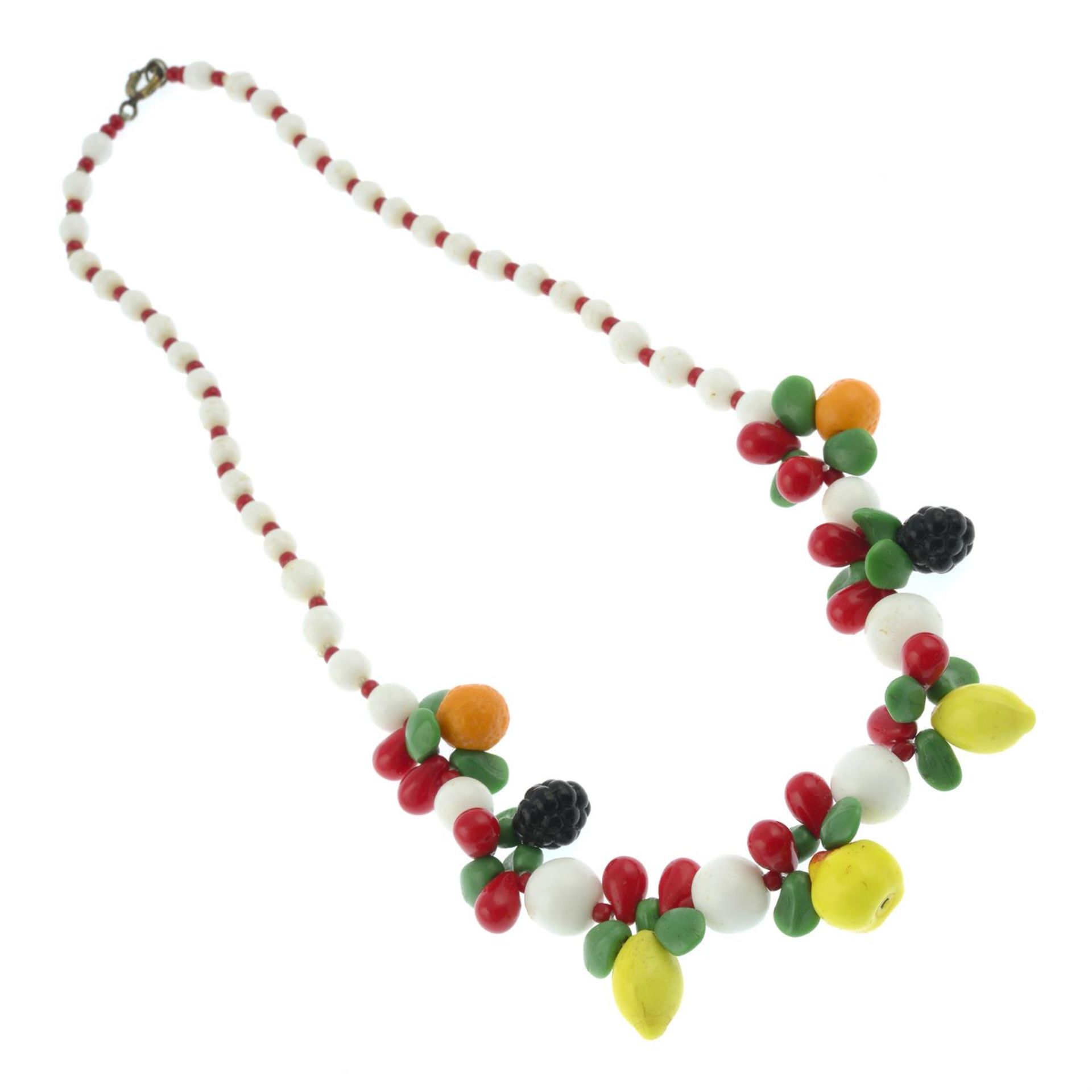 An early 20th century pressed glass fruit necklace. - Image 2 of 2