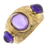 An early 20th century 9ct gold amethyst ring.