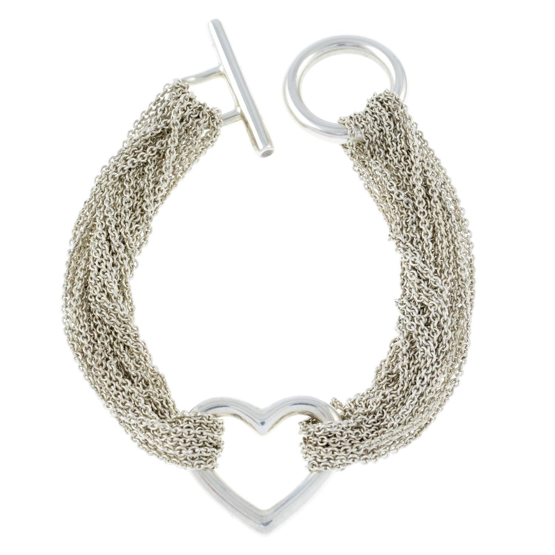 A multi-strand 'Open heart' bracelet, with toggle clasp, by Tiffany & Co.