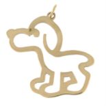 A 9ct gold openwork dog pendant.