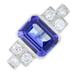 A tanzanite and brilliant-cut diamond dress ring.