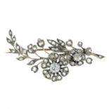 A late 19th century silver and gold, old and rose-cut diamond floral spray brooch.