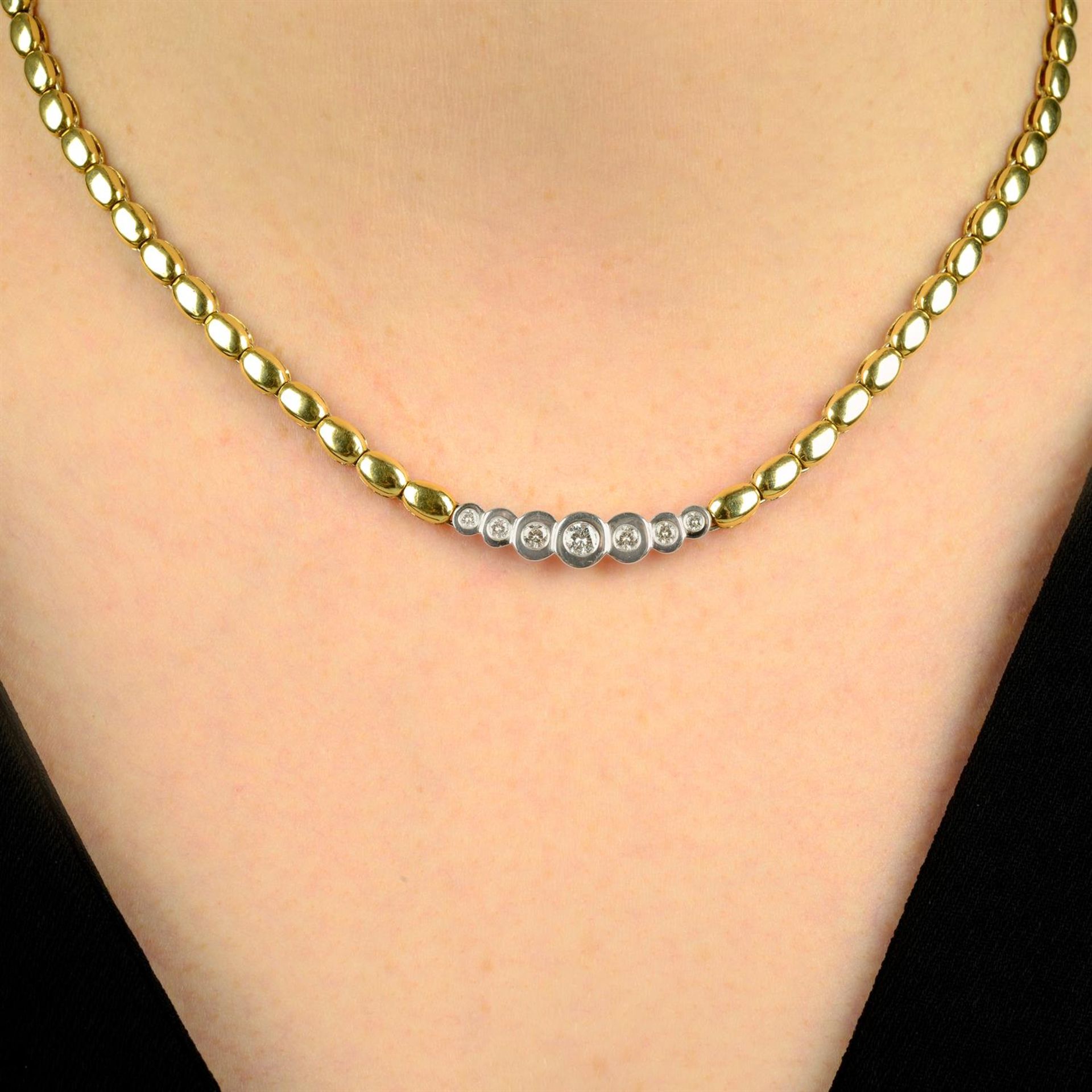 An 18ct gold brilliant-cut diamond necklace.