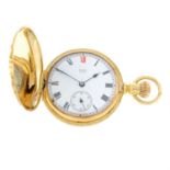 An early 20th century 18ct gold engraved pocket watch, by Elgin.