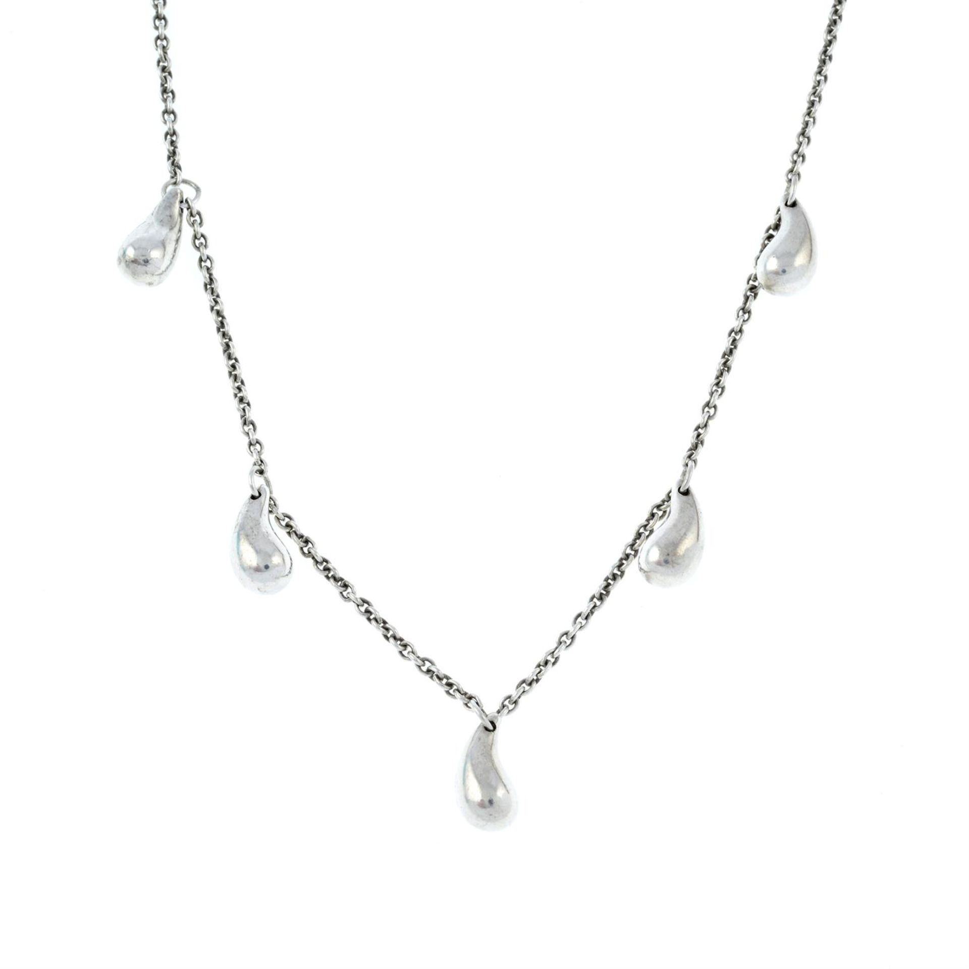 A silver 'tear drop' necklace, by Tiffany & Co.