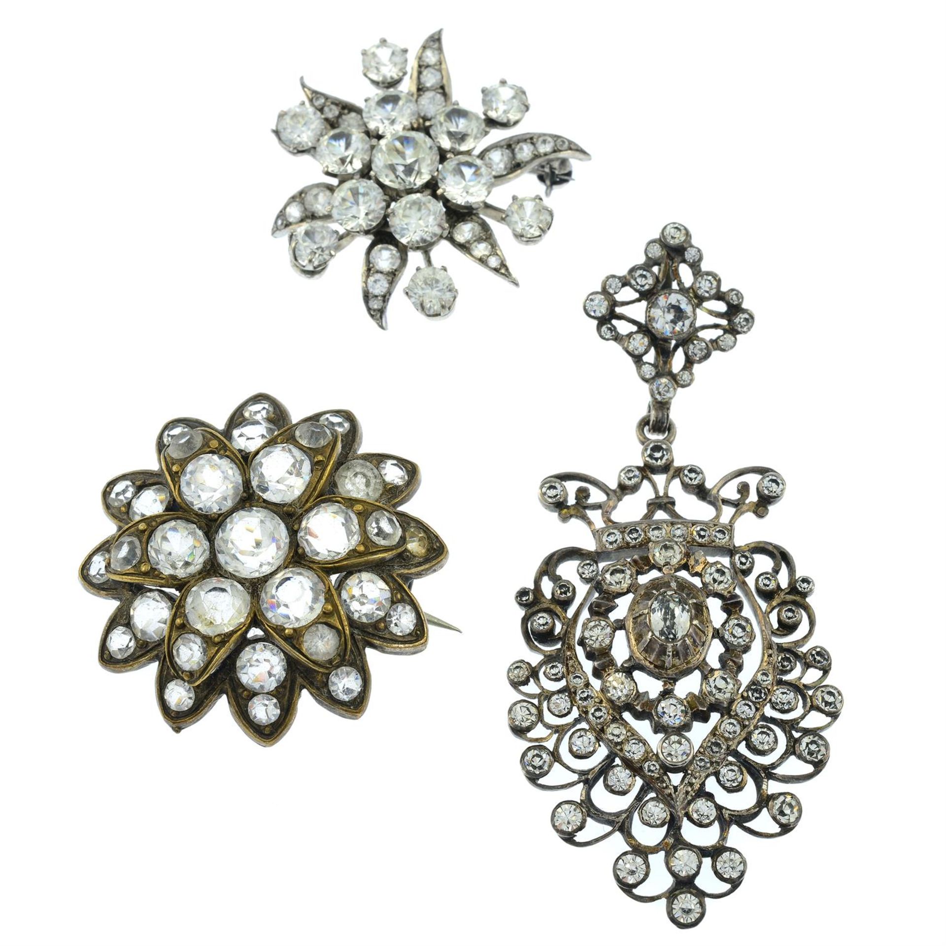 Three late 19th Century paste set brooches.