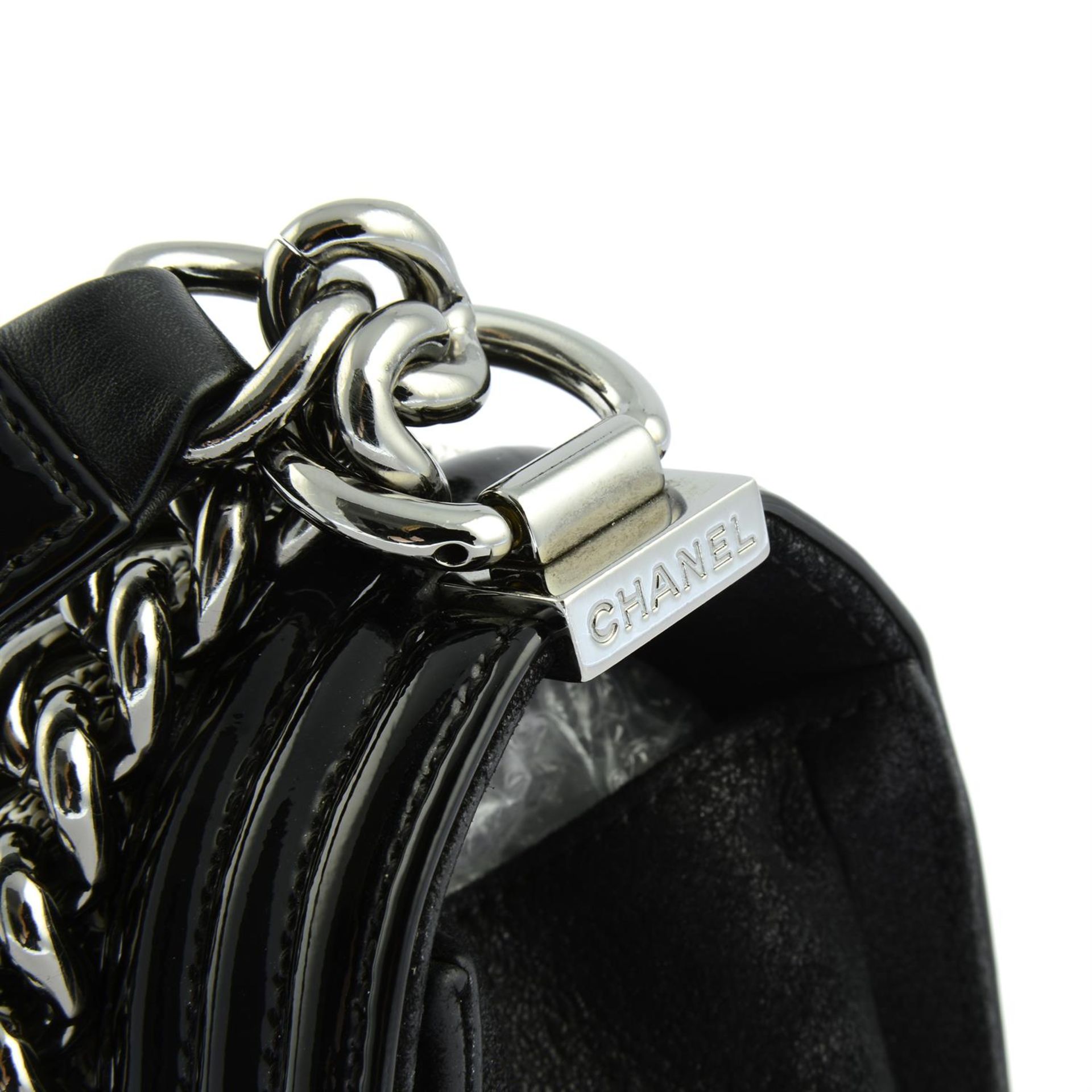 CHANEL- a patent leather sequin boy bag. - Image 5 of 5