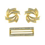 GIVENCHY - A pair of earrings and a brooch.