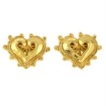 CHRISTIAN LACROIX - a pair of heart-shape clip-on earrings.