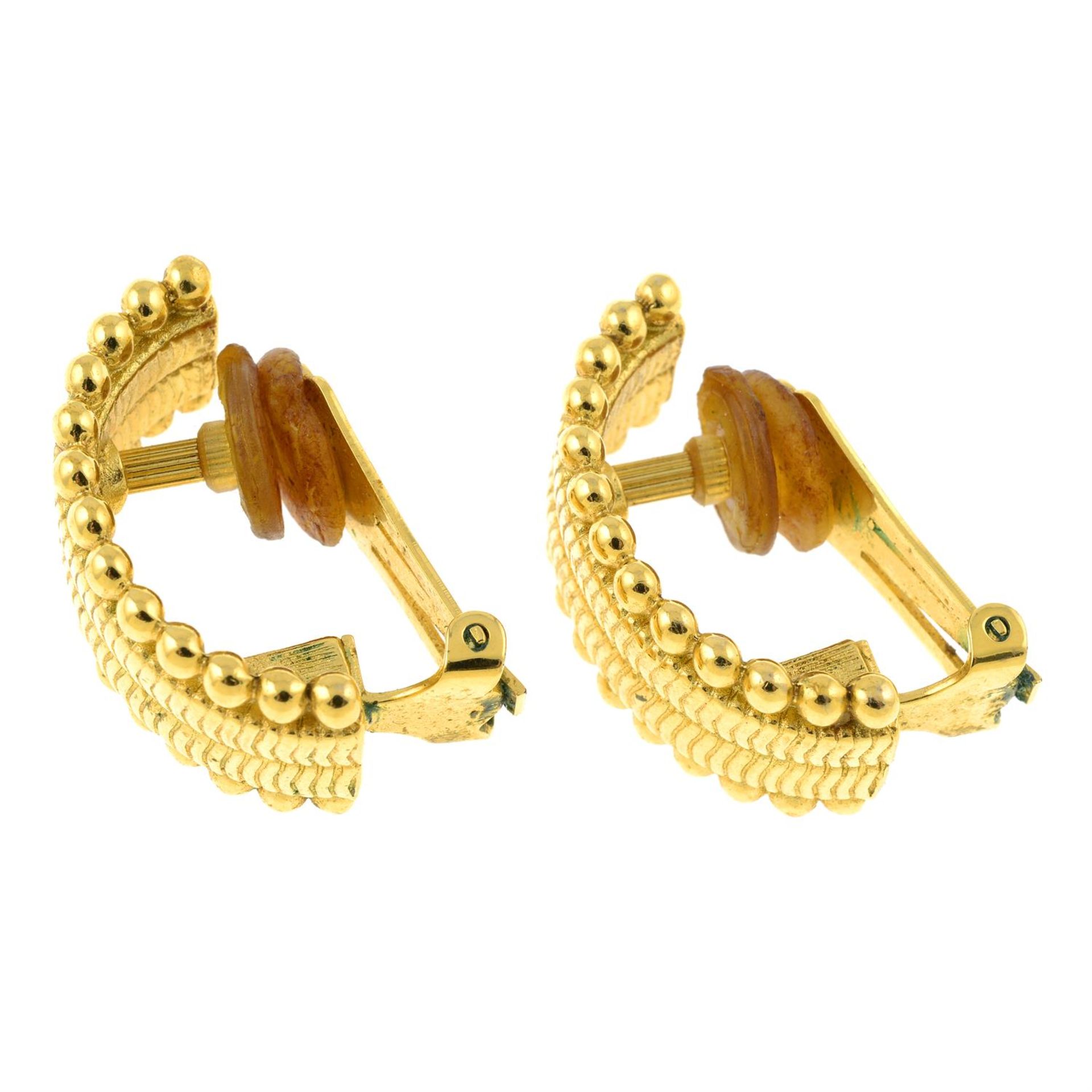 CHRISTIAN DIOR- a pair of half-hoop earrings. - Image 2 of 2