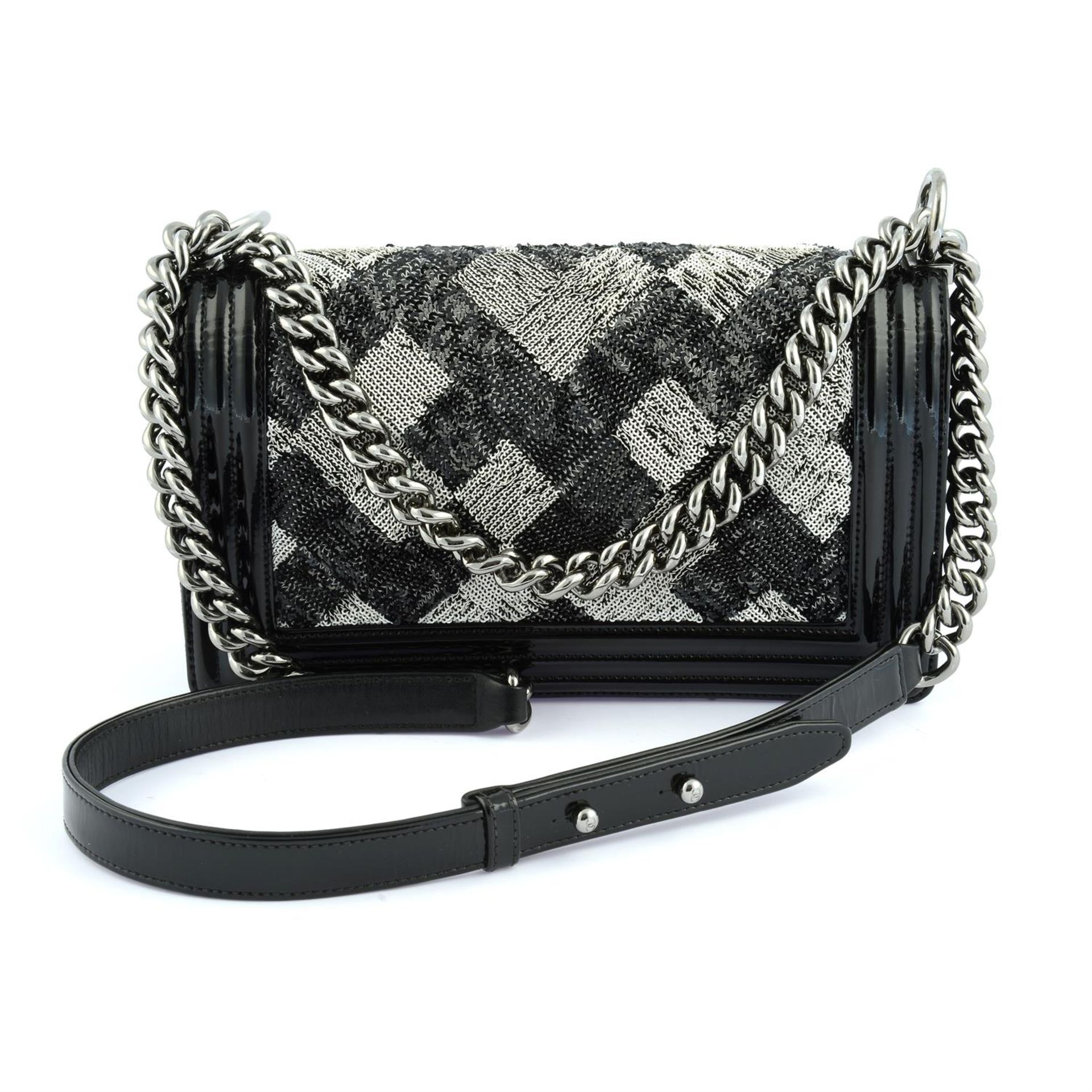 CHANEL- a patent leather sequin boy bag. - Image 2 of 5