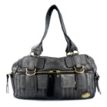 CHLOÉ- a gunmetal leather Bay handbag.