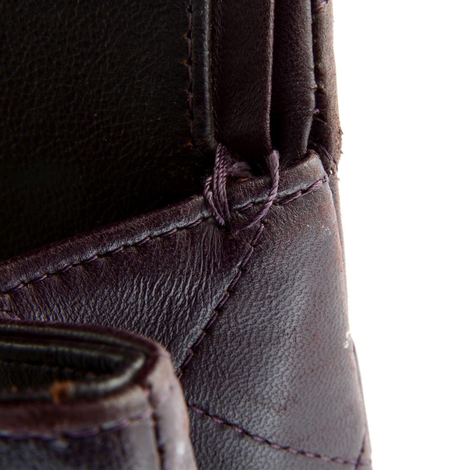 CHANEL- a purple lambskin leather double flap jumbo bag. - Image 12 of 13