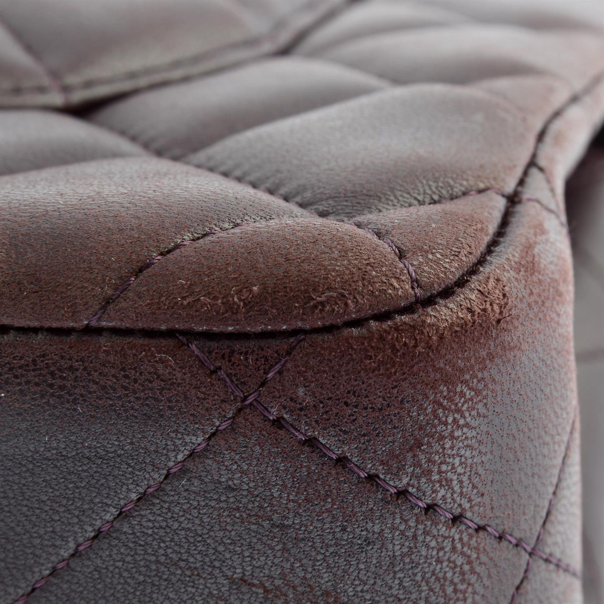 CHANEL- a purple lambskin leather double flap jumbo bag. - Image 8 of 13