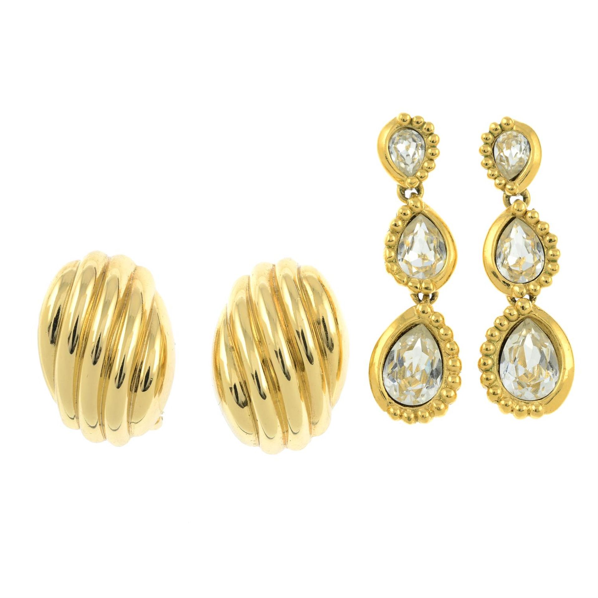 CHRISTIAN DIOR - two pairs of earrings.
