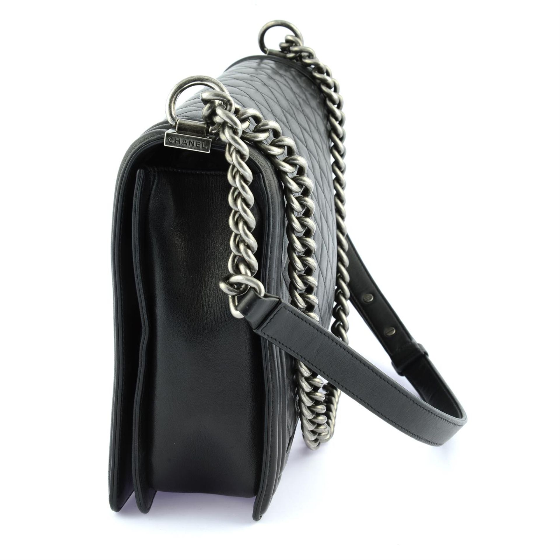CHANEL- a black leather Boy bag. - Image 3 of 7