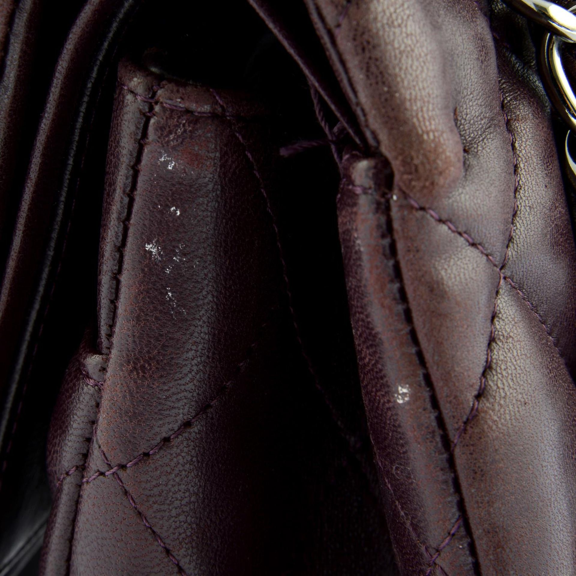 CHANEL- a purple lambskin leather double flap jumbo bag. - Image 4 of 13