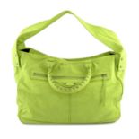 BALENCIAGA - a classic bridge bag in lime green.