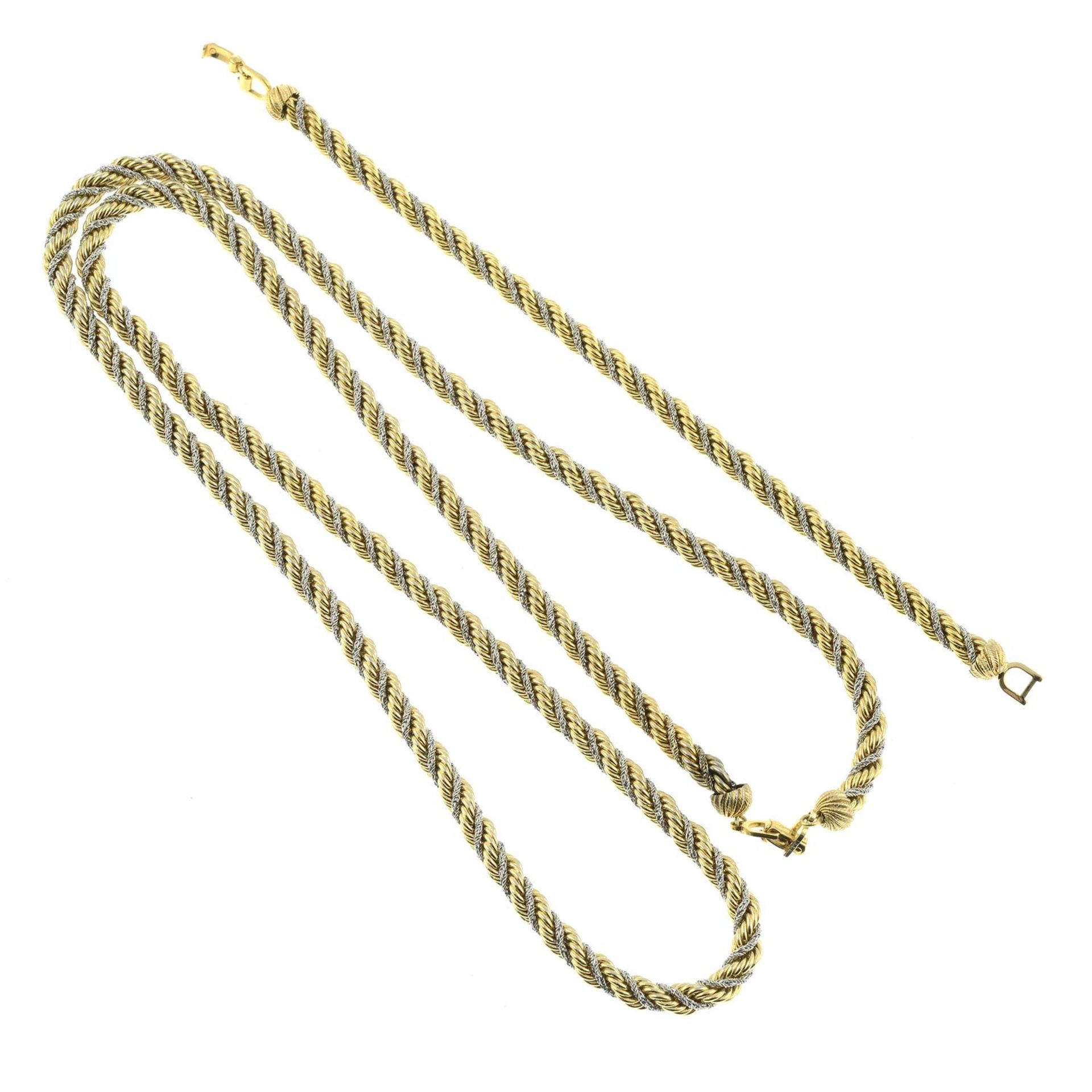 CHRISTIAN DIOR - a two-tone rope chain necklace and braclet. - Image 2 of 3