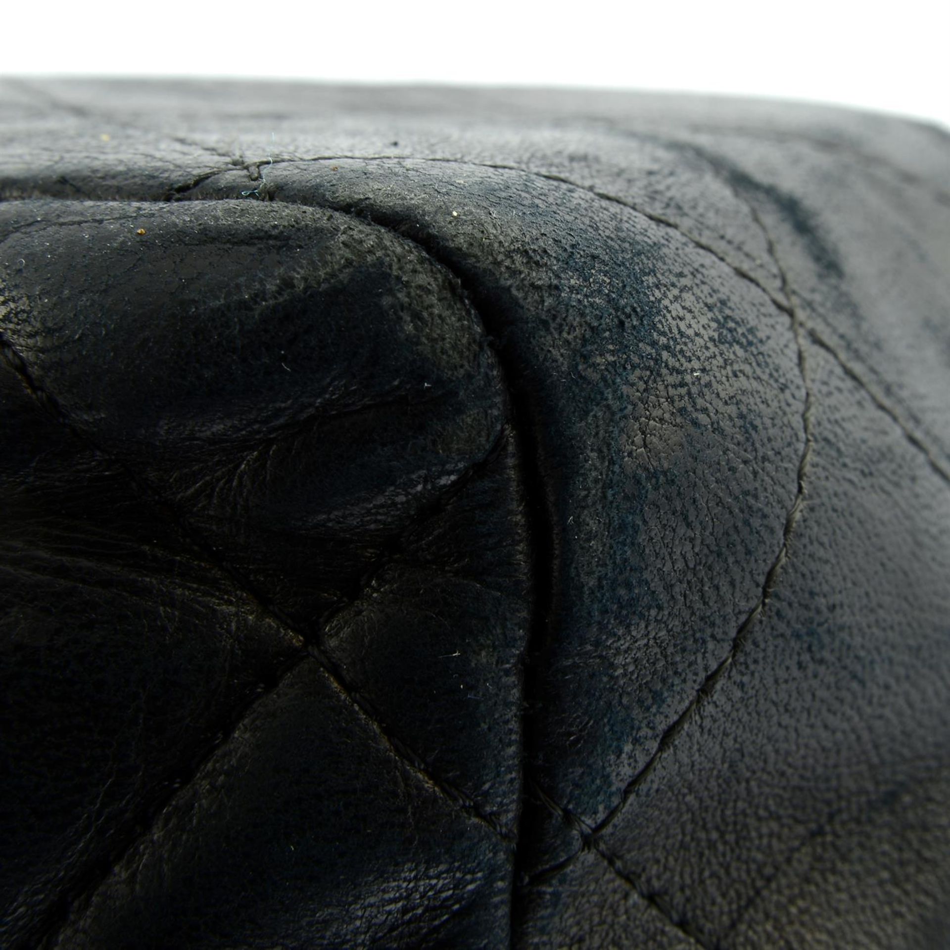 CHANEL - a black lambskin single flap Jumbo bag. - Image 8 of 10