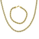 CHRISTIAN DIOR - a two-tone rope chain necklace and braclet.