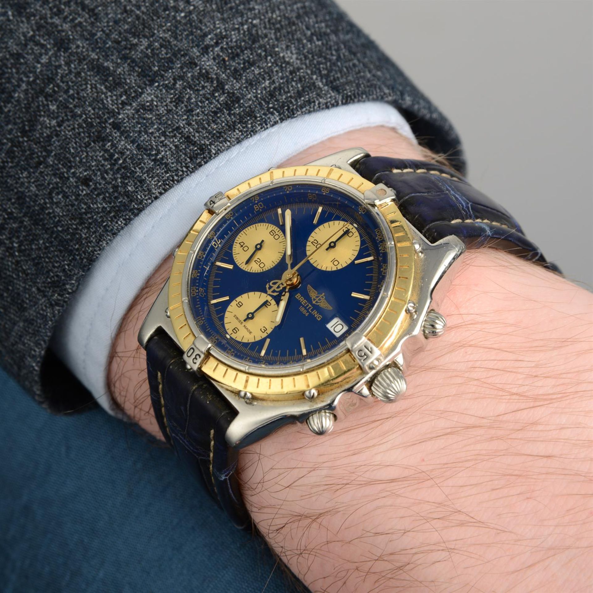 BREITLING - a bi-metal Chronomat chronograph wrist watch, 39.5mm. - Image 5 of 6