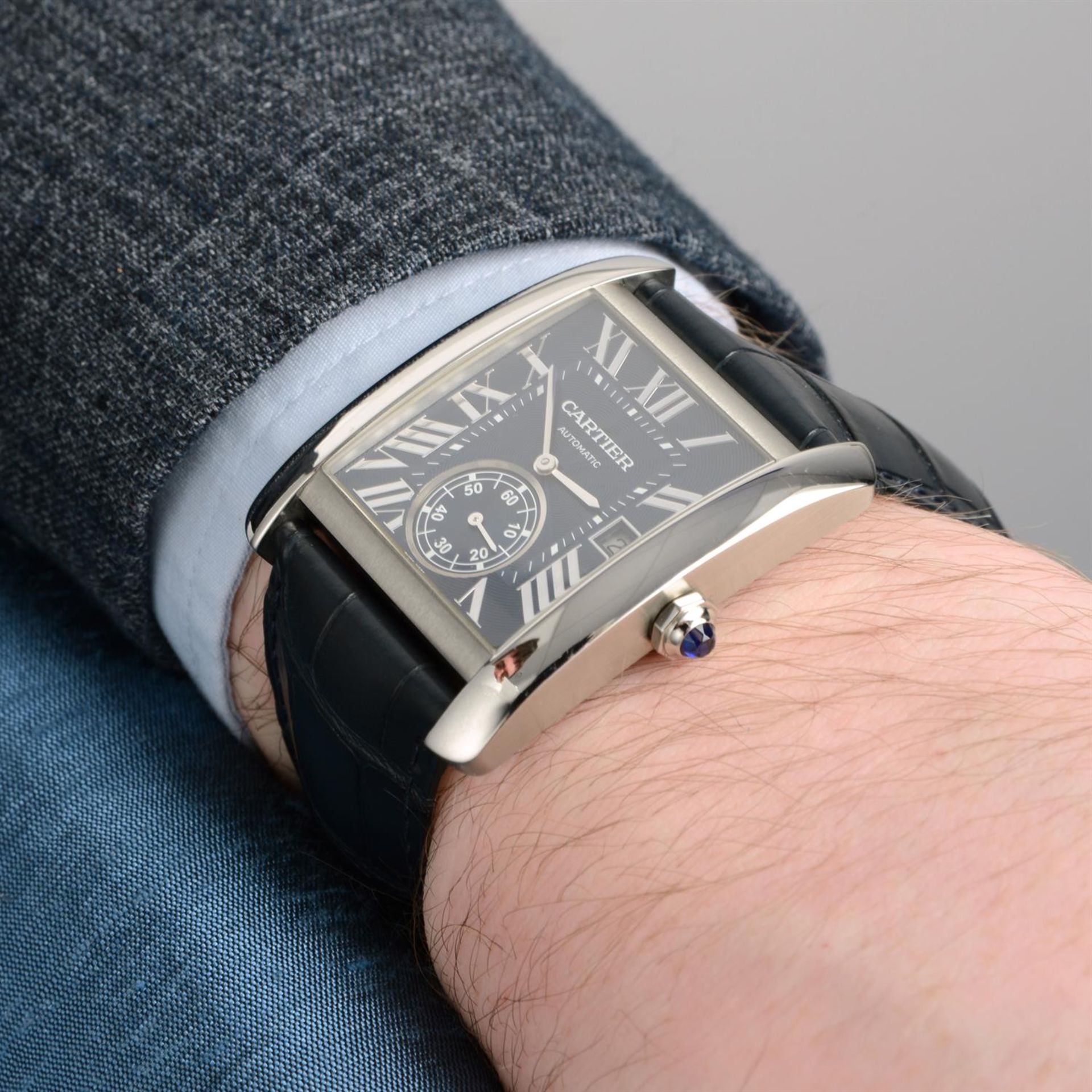 CARTIER - a stainless steel Tank MC wrist watch, 34x34mm. - Bild 5 aus 5